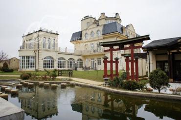 собственнный пруд и японский сад камней